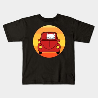 Cat driving a car Kids T-Shirt